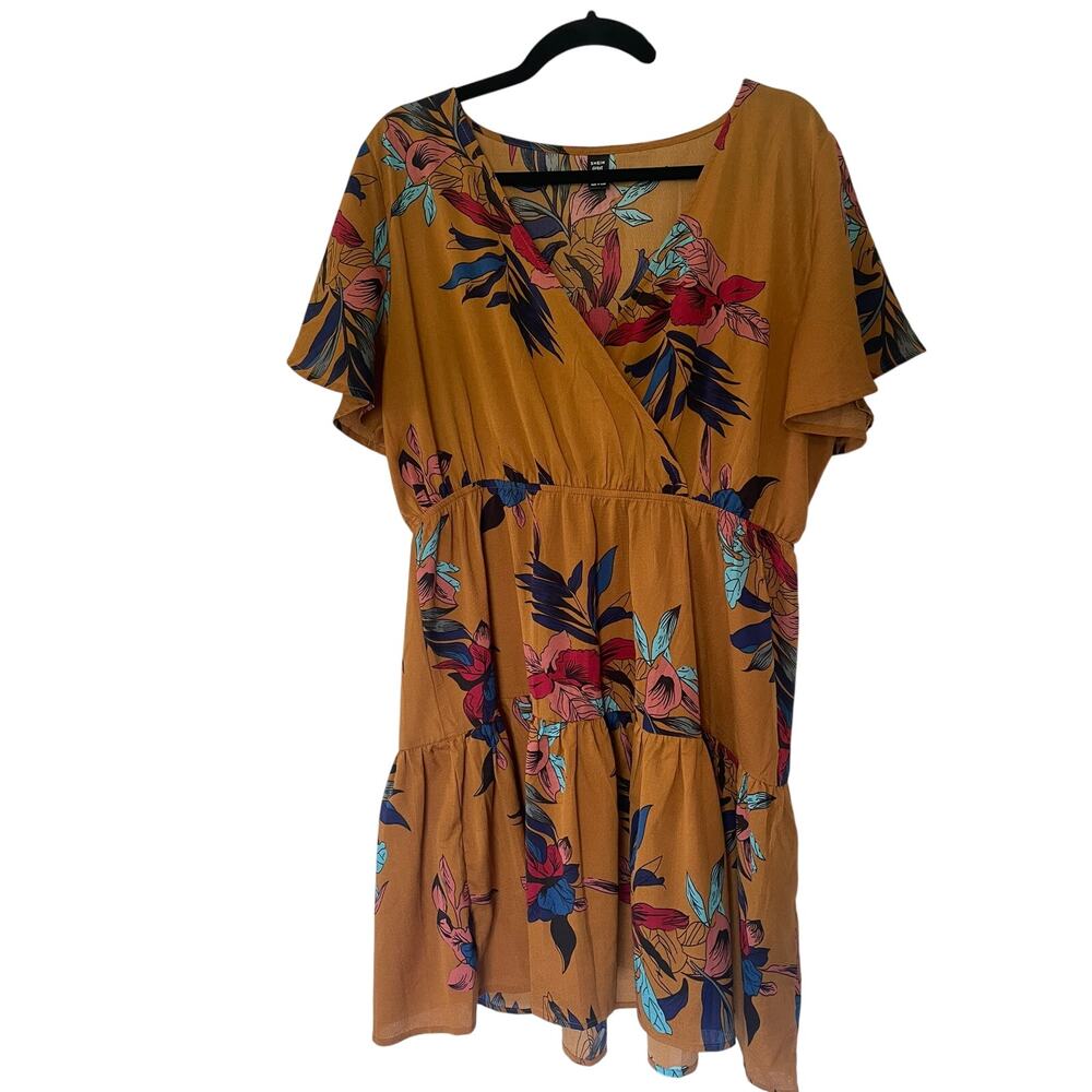 Shein Curve VCAY Plus Surplice Front Floral Print Dress Women's 1X